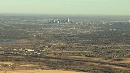 HD stock footage aerial video of Downtown Denver skyline and suburbs in Colorado Aerial Stock Footage | HDA13_483_03