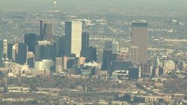 HD stock footage aerial video of Downtown Denver skyscrapers in Colorado Aerial Stock Footage | HDA13_485