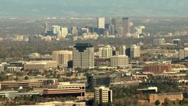 HD stock footage aerial video of Downtown Denver skyline and Centennial office buildings in Colorado Aerial Stock Footage | HDA13_488