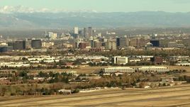 HD stock footage aerial video of Downtown Denver skyscrapers and Centennial office buildings in Colorado Aerial Stock Footage | HDA13_488_01