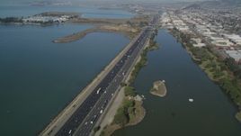 5K aerial stock footage of flying over Interstate 80 freeway, Berkeley, California Aerial Stock Footage | JDC01_001