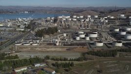 5K aerial stock footage of flying by the ConocoPhillips Oil Refinery, Rodeo, California Aerial Stock Footage | JDC01_018