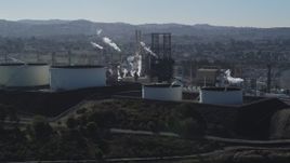5K aerial stock footage of flying by the ConocoPhillips Oil Refinery, Rodeo, California Aerial Stock Footage | JDC01_024