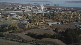 5K aerial stock footage of approaching the Valero Oil Refinery, Benicia, California Aerial Stock Footage | JDC01_034