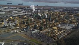 5K aerial stock footage of flying by the Valero Oil Refinery, Benicia, California Aerial Stock Footage | JDC01_035
