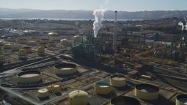 5K aerial stock footage of flying by Valero Oil Refinery buildings, Benicia, California Aerial Stock Footage | JDC01_037