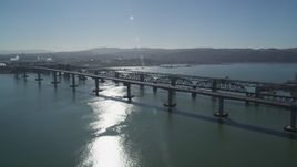 5K aerial stock footage approach Benicia-Martinez Bridge spanning Carquinez Strait, California  Aerial Stock Footage | JDC01_046