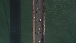 5K aerial stock footage of a bird's eye view over traffic on Golden Gate Bridge, San Francisco, California Aerial Stock Footage | JDC02_020