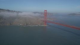 5K aerial stock footage of flying by Marin Hills and Golden Gate Bridge with light fog, San Francisco, California Aerial Stock Footage | JDC02_028