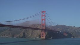 5K aerial stock footage of Golden Gate Bridge, from low over the San Francisco Bay, San Francisco, California Aerial Stock Footage | JDC02_032