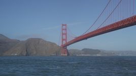 5K aerial stock footage of historic Golden Gate Bridge while flying low over San Francisco Bay, San Francisco, California Aerial Stock Footage | JDC02_034