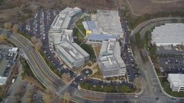5K aerial stock footage tilt from parking lots, revealing Yahoo! Campus office buildings, Sunnyvale, California Aerial Stock Footage | JDC03_026