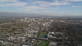 5K aerial stock footage of approaching Downtown San Jose, California Aerial Stock Footage | JDC04_001