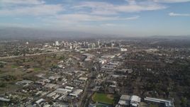 5K aerial stock footage of an approach to Downtown San Jose, California Aerial Stock Footage | JDC04_002