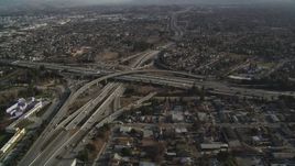 5K aerial stock footage approach freeway, reveal busy interchange near Downtown San Jose, California Aerial Stock Footage | JDC04_010