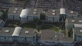 5K aerial stock footage of tilting from homes  to reveal Apple Headquarters office buildings, Cupertino, California Aerial Stock Footage | JDC04_016