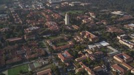 5K aerial stock footage of tilting to reveal Hoover Tower and Stanford University, Stanford, California Aerial Stock Footage | JDC04_021