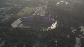 5K aerial stock footage tilt from Stanford Stadium, reveal Stanford University and Hoover Tower, Stanford, California Aerial Stock Footage | JDC04_024
