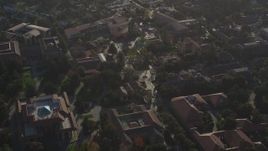 5K aerial stock footage of approaching Hoover Tower, tilt down to the Stanford University campus, Stanford, California Aerial Stock Footage | JDC04_025