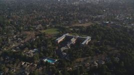 5K aerial stock footage of flying by Saint Patrick Seminary, Menlo Park, California Aerial Stock Footage | JDC04_031