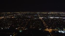 5K aerial stock footage of lifting off from Hawthorne Municipal Airport, California at night Aerial Stock Footage | LD01_0001