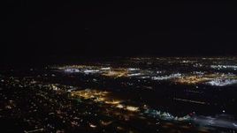 5K aerial stock footage passenger jet take off at night from LAX (Los Angeles International Airport), California Aerial Stock Footage | LD01_0005