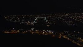 5K aerial stock footage of an approach to Marina Del Rey, California at night Aerial Stock Footage | LD01_0018