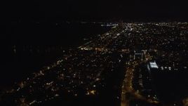 5K aerial stock footage pan across and fly over Venice, California at night Aerial Stock Footage | LD01_0022