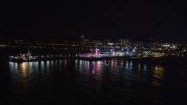 5K aerial stock footage orbit the pier at night in Santa Monica, California Aerial Stock Footage | LD01_0026