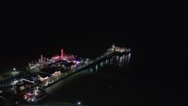 5K aerial stock footage of circling Santa Monica Pier, California at night Aerial Stock Footage | LD01_0029