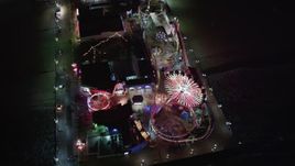 5K aerial stock footage tilt to a bird's eye of the Ferris wheel at Santa Monica Pier, California at night Aerial Stock Footage | LD01_0042