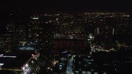 5K aerial stock footage flyby skyscrapers at night in Century City, California Aerial Stock Footage | LD01_0055