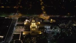 5K aerial stock footage orbit Beverly Hills Police Department at night, California Aerial Stock Footage | LD01_0059