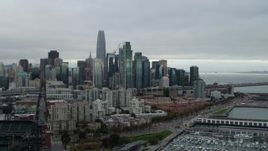 5.7K stock footage aerial video of the city skyline seen from South of Market, Downtown San Francisco, California Aerial Stock Footage | PP0002_000002
