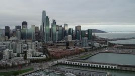 5.7K stock footage aerial video of the city's skyline seen from the South of Market, Downtown San Francisco, California Aerial Stock Footage | PP0002_000003