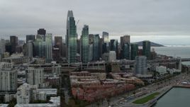 5.7K stock footage aerial video slowly approaching the city's skyline from the South of Market, Downtown San Francisco, California Aerial Stock Footage | PP0002_000005
