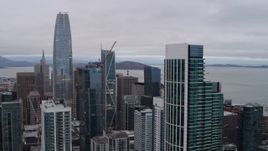 5.7K stock footage aerial video of downtown skyscrapers seen from South of Market, Downtown San Francisco, California Aerial Stock Footage | PP0002_000026