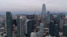 5.7K stock footage aerial video of Salesforce Tower and surrounding skyscrapers in Downtown San Francisco, California Aerial Stock Footage | PP0002_000029