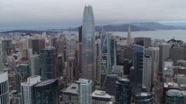 5.7K stock footage aerial video of Salesforce Tower skyscraper and high-rises in Downtown San Francisco, California Aerial Stock Footage | PP0002_000035
