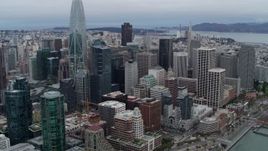 5.7K stock footage aerial video flyby and pan across skyscrapers in Downtown San Francisco, California Aerial Stock Footage | PP0002_000039