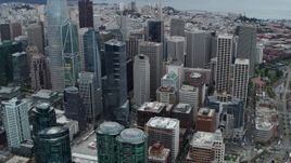 5.7K stock footage aerial video tilt from Bay Bridge to reveal skyscrapers in Downtown San Francisco, California Aerial Stock Footage | PP0002_000042