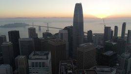 5.7K stock footage aerial video of Salesforce Tower and skyscrapers at sunrise in Downtown San Francisco, California Aerial Stock Footage | PP0002_000053