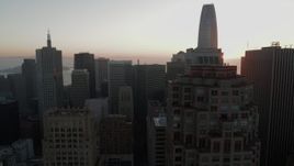 5.7K stock footage aerial video ascend by skyscrapers near Salesforce Tower in Downtown San Francisco, California Aerial Stock Footage | PP0002_000067