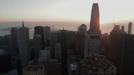 5.7K stock footage aerial video ascend over skyscrapers near Salesforce Tower in Downtown San Francisco, California Aerial Stock Footage | PP0002_000068