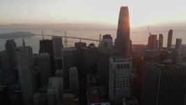 5.7K stock footage aerial video ascend above skyscrapers near Salesforce Tower in Downtown San Francisco, California Aerial Stock Footage | PP0002_000069