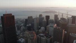 5.7K stock footage aerial video pan across city skyscrapers in Downtown San Francisco, California Aerial Stock Footage | PP0002_000073