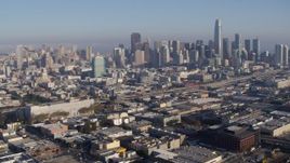 5.7K stock footage aerial video pan from the city skyline and across the expanse of the city, Downtown San Francisco, California Aerial Stock Footage | PP0002_000111