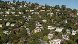 5.7K stock footage aerial video of large hillside homes in Sausalito, California Aerial Stock Footage | PP0002_000117