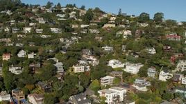 5.7K stock footage aerial video fly away from hillside homes in Sausalito, California Aerial Stock Footage | PP0002_000118