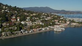 5.7K stock footage aerial video fly away from waterfront homes on a hill by Richardson Bay in Sausalito, California Aerial Stock Footage | PP0002_000121